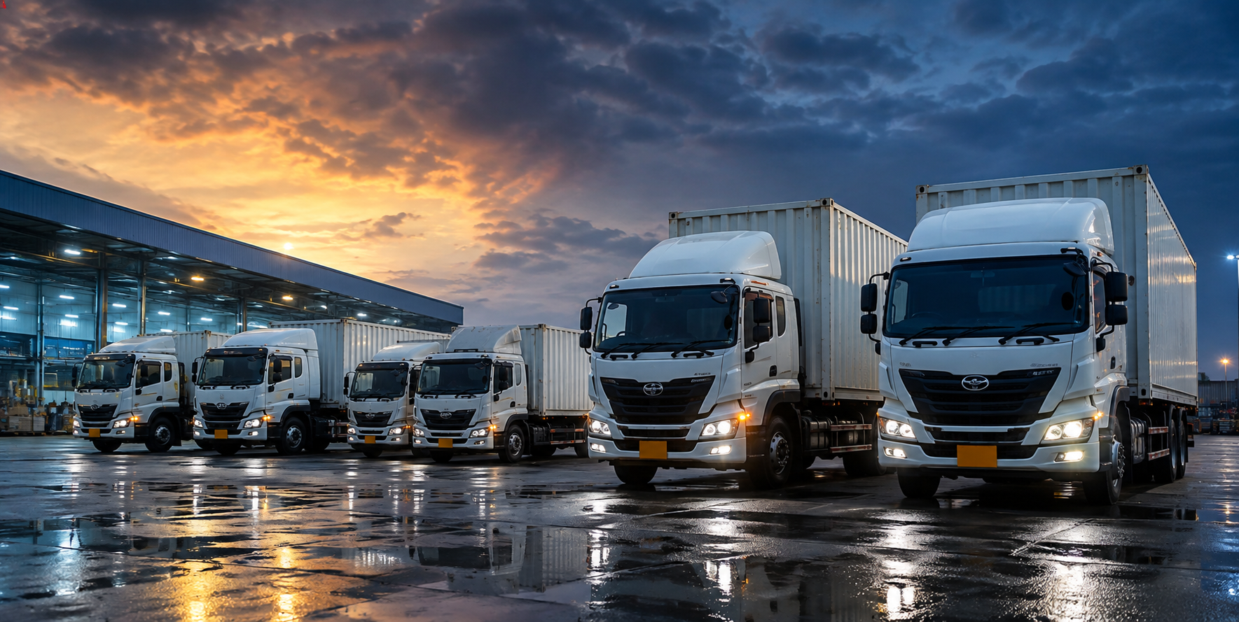 NiBha Logistics refrigerated fleet at night